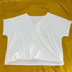 Plus White V Neck Blouse Surplice - SheIn 3x